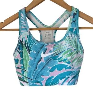Nike sports bra non padded small lined mesh back stretch pastel tropical